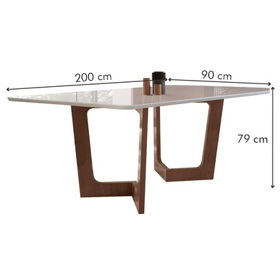 Mesa de Jantar 8 Lugares Nápoles/Luísa com Vidro Chocolate/Off White/Cinza - Cel Móveis