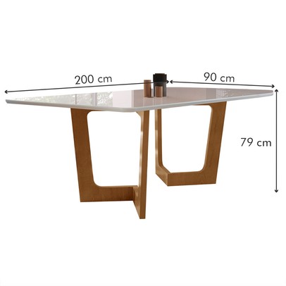 Mesa de Jantar 8 Lugares Nápoles/Luísa com Vidro Cinamomo/Off White/Cinza - Cel Móveis