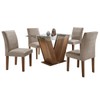 Mesa de Jantar 4 Lugares Classic com Vidro Chocolate/Linho Cinza - Cel Móveis