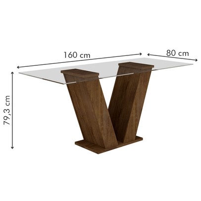 Mesa de Jantar 6 Lugares Classic com Vidro Chocolate/Animale Marrom - Cel Móveis