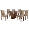 Mesa de Jantar 6 Lugares Classic com Vidro Chocolate/Pena - Cel Móveis