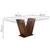 Mesa de Jantar 6 Lugares Classic com Vidro Chocolate/Linho Cinza - Cel Móveis