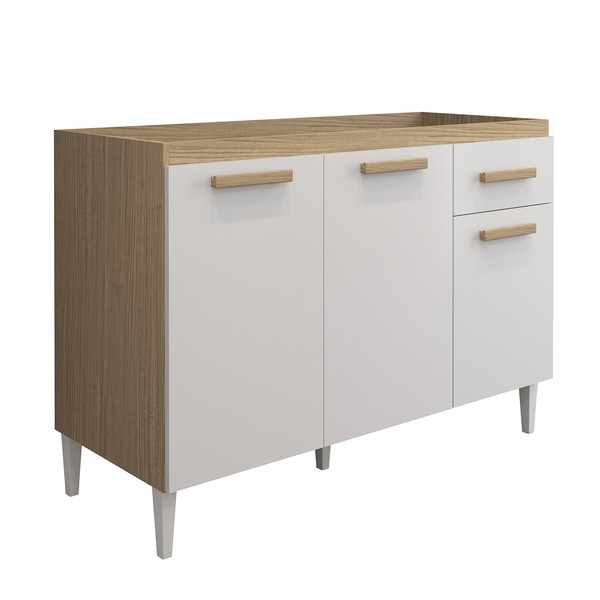 Balcão de Cozinha para Pia 3 Portas 1 Gaveta Atacama/Off White - Aramóveis