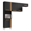 Cozinha Compacta Juma 5 Portas 3 Prateleiras Preto Fosco/Atacama - Aramóveis