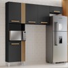 Cozinha Compacta Juma 5 Portas 3 Prateleiras Preto Fosco/Atacama - Aramóveis