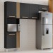 Cozinha Compacta Juma 5 Portas 3 Prateleiras Preto Fosco/Atacama - Aramóveis