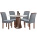 Mesa de Jantar 4 Lugares Kansas/Arizona com Vidro Chocolate/Off White/Suede Cinza 17990 - Cel Móveis