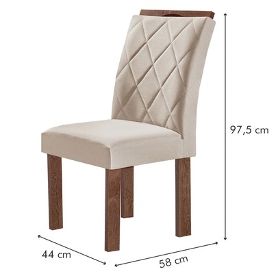 Mesa de Jantar 4 Lugares Kansas/Arthus com Vidro Chocolate/Off White/Suede Bege 17991 - Cel Móveis