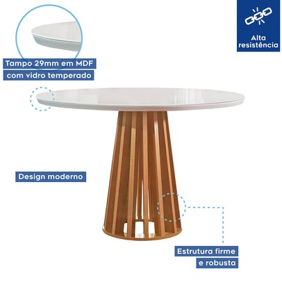 Mesa de Jantar 4 Lugares Kansas/Arthus com Vidro Cinamomo/Off White/Suede Bege 17991 - Cel Móveis