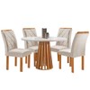 Mesa de Jantar 4 Lugares Kansas/Arthus com Vidro Cinamomo/Off White/Suede Bege 17991 - Cel Móveis