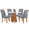 Mesa de Jantar 4 Lugares Kansas/Arthus com Vidro Cinamomo/Off White/Suede Cinza 17991 - Cel Móveis