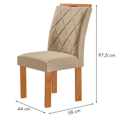 Mesa de Jantar 4 Lugares Kansas/Arthus com Vidro Cinamomo/Off White/Suede Cru 17991 - Cel Móveis