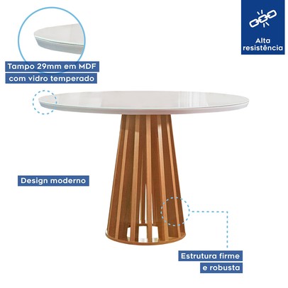 Mesa de Jantar 4 Lugares Kansas/Arthus com Vidro Cinamomo/Off White/Suede Cru 17991 - Cel Móveis