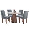 Mesa de Jantar 4 Lugares Kansas/Canela com Vidro Chocolate/Off White/Suede Cinza 17992 - Cel Móveis