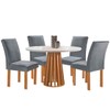 Mesa de Jantar 4 Lugares Kansas/Canela com Vidro Cinamomo/Off White/Suede Cinza 17992 - Cel Móveis