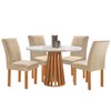 Mesa de Jantar 4 Lugares Kansas/Canela com Vidro Cinamomo/Off White/Suede Cru 17992 - Cel Móveis