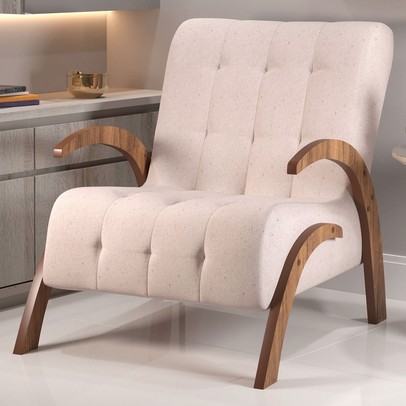 Poltrona Cecilia Seda/Linho Amêndoa - Vian