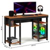Mesa Escrivaninha Gamer Alfa 4 Prateleiras Preto/Nature - Gabrielli Móveis