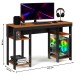 Mesa Escrivaninha Gamer Alfa 4 Prateleiras Preto/Nature - Gabrielli Móveis