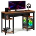 Mesa Escrivaninha Gamer Alfa 4 Prateleiras Preto/Nature - Gabrielli Móveis