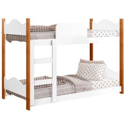 Beliche Encanto com Escada e Grade de Proteção Branco/Grenat - Gabrielli Móveis