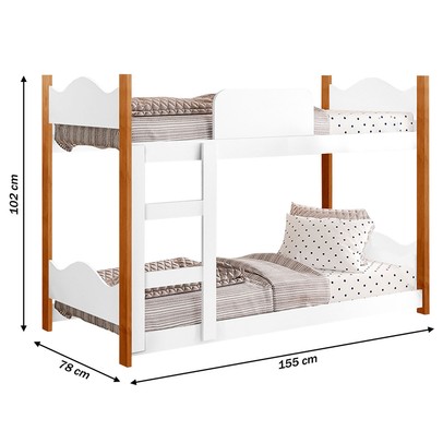 Beliche Encanto com Escada e Grade de Proteção Branco/Grenat - Gabrielli Móveis