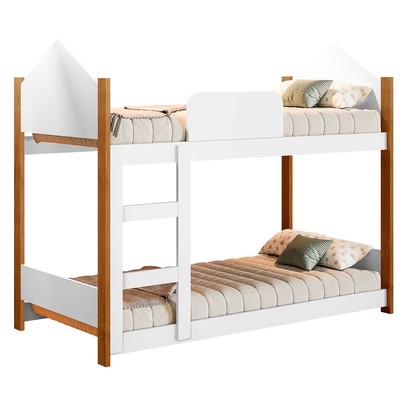 Beliche Magia com Escada e Grade de Proteção Branco/Grenat - Gabrielli Móveis