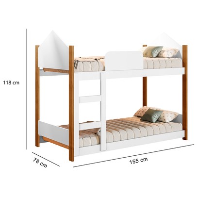 Beliche Magia com Escada e Grade de Proteção Branco/Grenat - Gabrielli Móveis