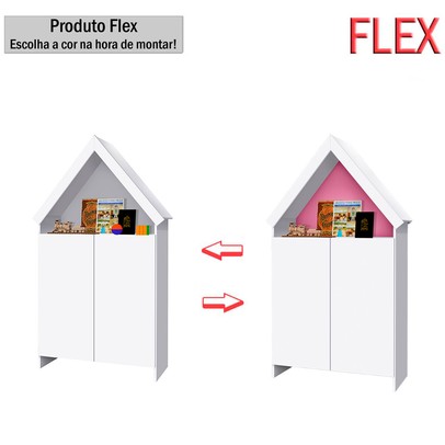Cômoda Infantil Magia 2 Portas 4 Prateleiras Flex Branco/Rosa - Gabrielli Móveis
