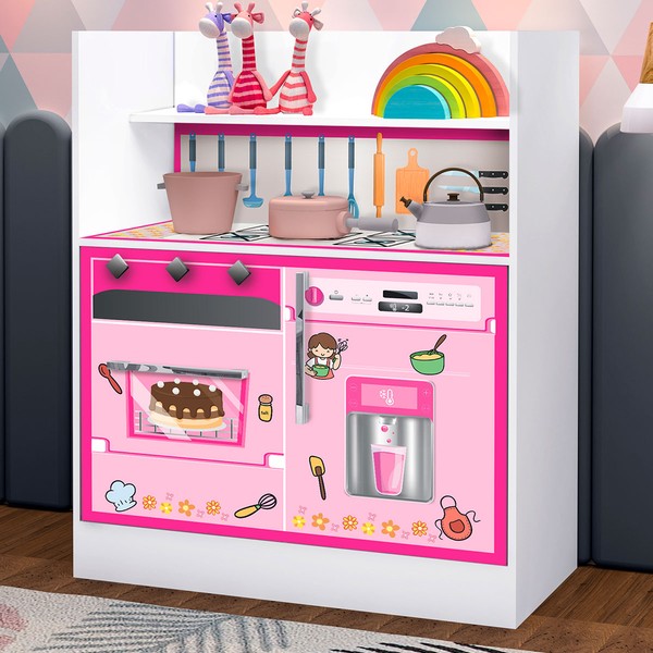 Cômoda Infantil Magia 2 Portas 1 Gaveta Branco/Rosa - Gabrielli Móveis