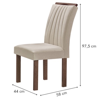 Mesa de Jantar 4 Lugares Kyra/Arizona com Vidro Chocolate/Off White/Suede Bege - Cel Móveis