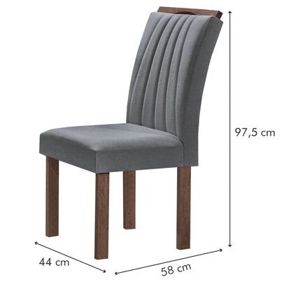 Mesa de Jantar 4 Lugares Kyra/Arizona com Vidro Chocolate/Off White/Suede Cinza - Cel Móveis