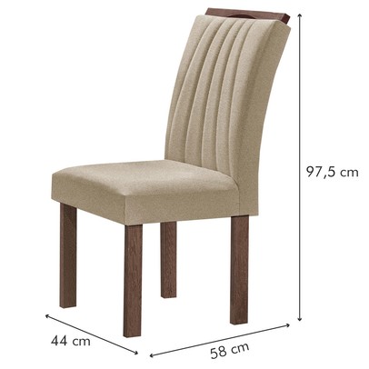 Mesa de Jantar 4 Lugares Kyra/Arizona com Vidro Chocolate/Off White/Suede Cru - Cel Móveis