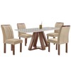 Mesa de Jantar 4 Lugares Kyra/Arizona com Vidro Chocolate/Off White/Suede Cru - Cel Móveis