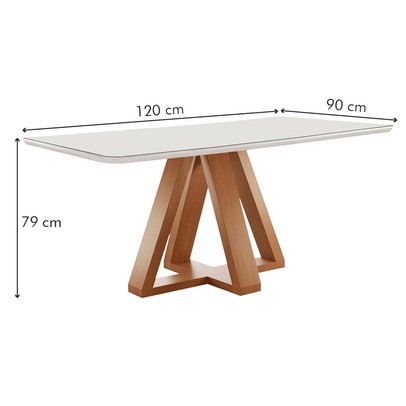 Mesa de Jantar 4 Lugares Kyra/Arizona com Vidro Cinamomo/Off White/Suede Bege - Cel Móveis