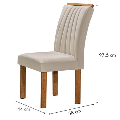 Mesa de Jantar 4 Lugares Kyra/Arizona com Vidro Cinamomo/Off White/Suede Bege - Cel Móveis