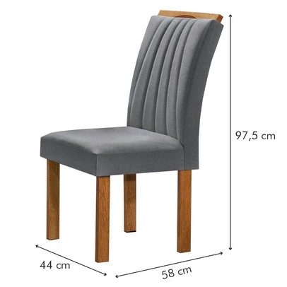 Mesa de Jantar 4 Lugares Kyra/Arizona com Vidro Cinamomo/Off White/Suede Cinza - Cel Móveis