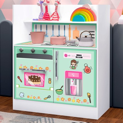 Cômoda Infantil Magia 2 Portas 1 Gaveta Branco Verde - Gabrielli Móveis