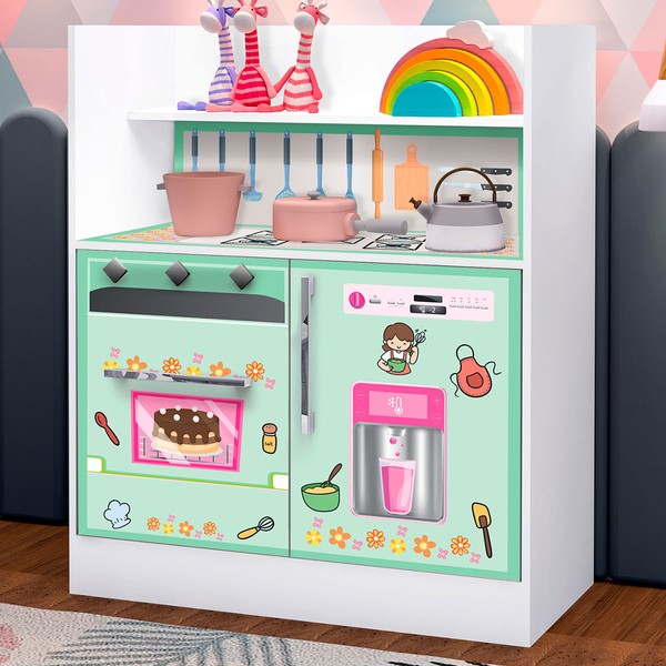 Cômoda Infantil Magia 2 Portas 1 Gaveta Branco Verde - Gabrielli Móveis