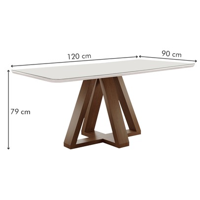 Mesa de Jantar 4 Lugares Kyra/Arthus com Vidro Chocolate/Off White/Suede Bege - Cel Móveis