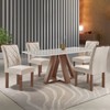 Mesa de Jantar 4 Lugares Kyra/Arthus com Vidro Chocolate/Off White/Suede Bege - Cel Móveis