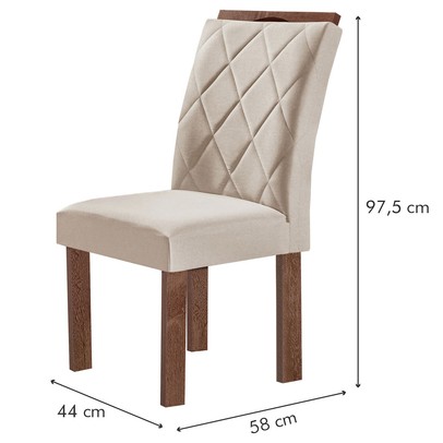 Mesa de Jantar 4 Lugares Kyra/Arthus com Vidro Chocolate/Off White/Suede Bege - Cel Móveis