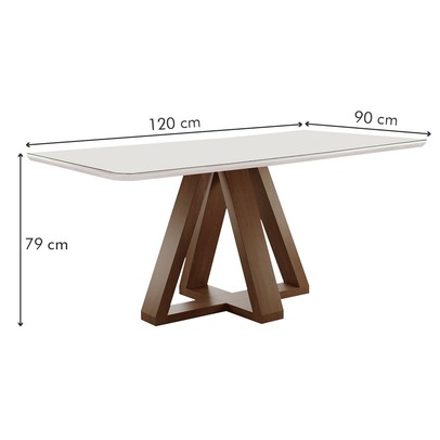 Mesa de Jantar 4 Lugares Kyra/Arthus com Vidro Chocolate/Off White/Suede Cinza - Cel Móveis