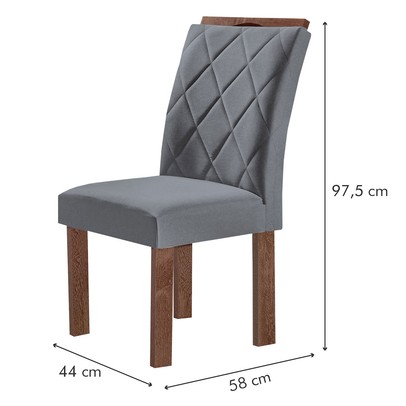 Mesa de Jantar 4 Lugares Kyra/Arthus com Vidro Chocolate/Off White/Suede Cinza - Cel Móveis