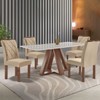 Mesa de Jantar 4 Lugares Kyra/Arthus com Vidro Chocolate/Off White/Suede Cru - Cel Móveis