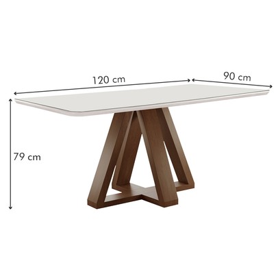 Mesa de Jantar 4 Lugares Kyra/Arthus com Vidro Chocolate/Off White/Suede Cru - Cel Móveis
