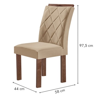 Mesa de Jantar 4 Lugares Kyra/Arthus com Vidro Chocolate/Off White/Suede Cru - Cel Móveis