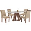 Mesa de Jantar 4 Lugares Kyra/Arthus com Vidro Chocolate/Off White/Suede Cru - Cel Móveis