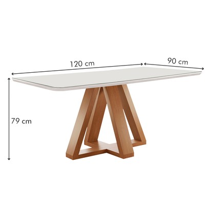Mesa de Jantar 4 Lugares Kyra/Arthus com Vidro Cinamomo/Off White/Suede Bege - Cel Móveis