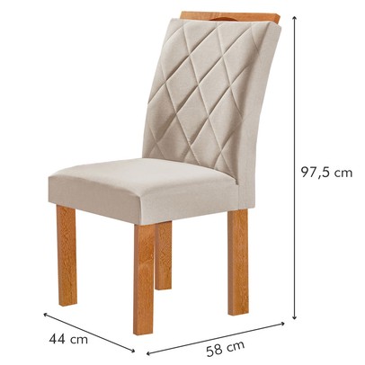 Mesa de Jantar 4 Lugares Kyra/Arthus com Vidro Cinamomo/Off White/Suede Bege - Cel Móveis